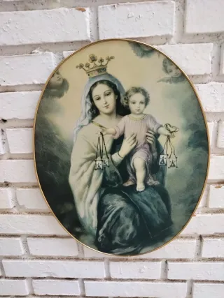 Cuadro Jesús Sagrado Corazón y Virgen del Carmen