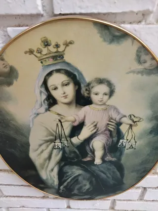 Cuadro Jesús Sagrado Corazón y Virgen del Carmen