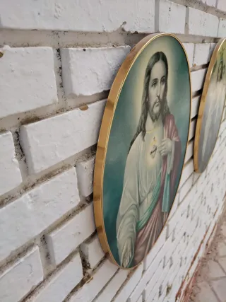 Cuadro Jesús Sagrado Corazón y Virgen del Carmen
