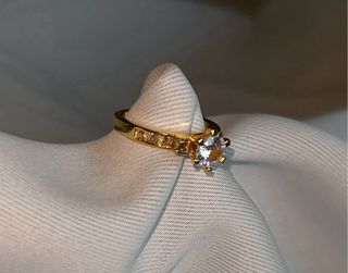 Anillo oro laminado 18k solitario circonitas