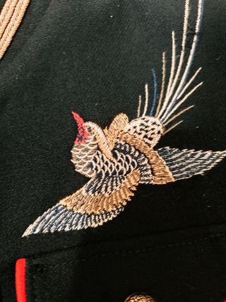 Chaqueta Zara Bordada preciosa Pájaros Flores Negr