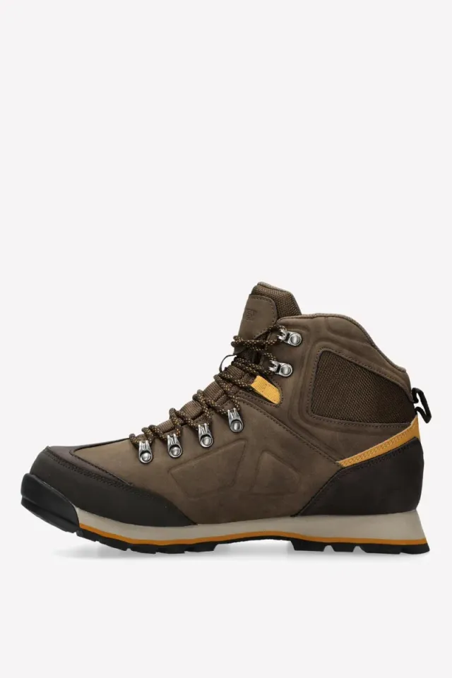 Botas de caminhada castanhas e multicoloridas em segunda mão