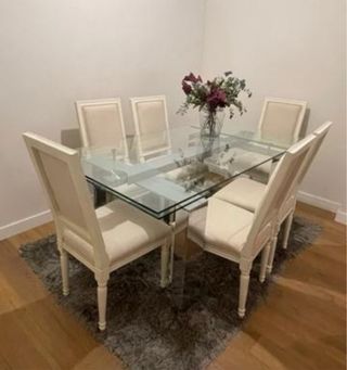 Mesa comedor extensible cristal y acero