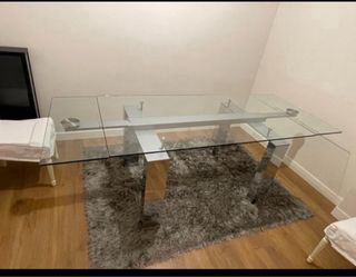 Mesa comedor extensible cristal y acero