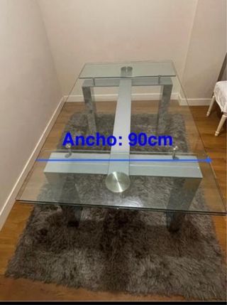 Mesa comedor extensible cristal y acero