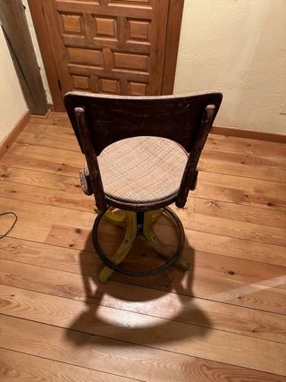 Silla giratoria vintage madera y metal