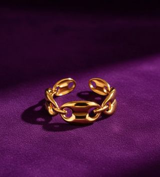 Anillo Dorado Eslabón Calabrote Ajustable