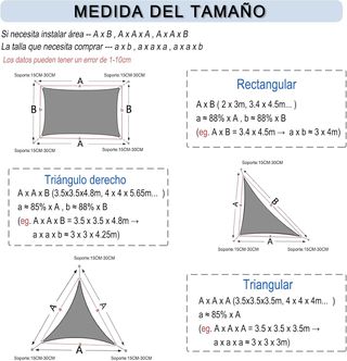 Toldo Vela Sombra Triangular Crema 3x3x4.25m
