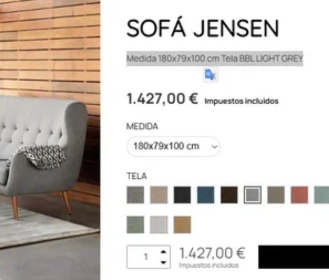 Sofá La Oca Jensen Gris Tela