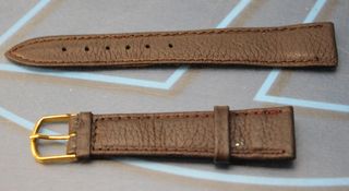 19. Correa de cuero marrón chocolate.  18 mm. Años 70, stock de relojería.