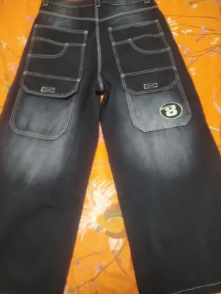 Pantalón vaquero baggy hombre negro/azul Talla M