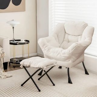 Poltrona ultra confortevole + pouf/ cotone