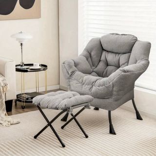 Poltrona ultra confortevole + pouf/ cotone