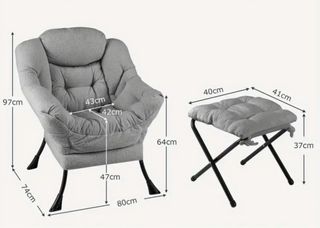 Poltrona ultra confortevole + pouf/ cotone