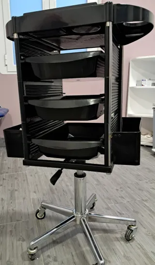 Carrito Peluquería Negro y Plata