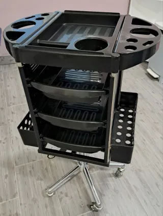 Carrito Peluquería Negro y Plata