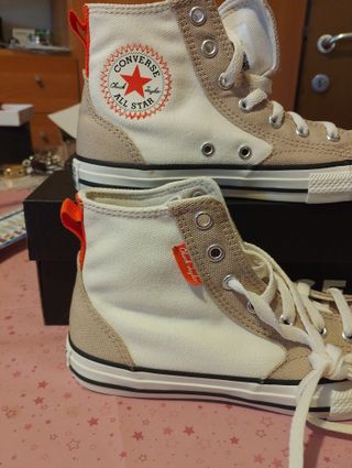 Converse All Star Tg 35 Beige/Bianco