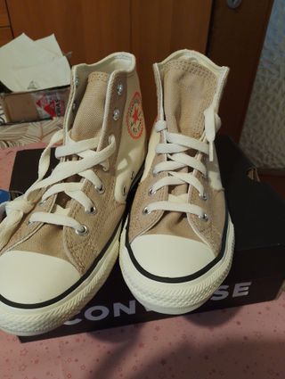 Converse All Star Tg 35 Beige/Bianco