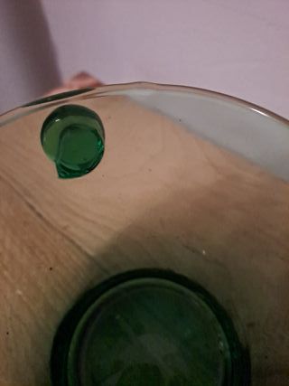 Cubitera vintage de cristal verde