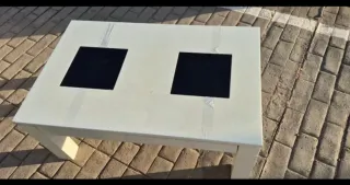 Mesa de centro de salón, elevable madera y cristal