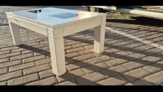 Mesa de centro de salón, elevable madera y cristal