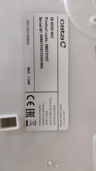 Placa de inducción Cata cristal blanco