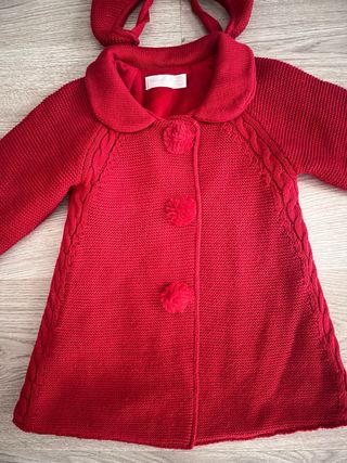 Abrigo y gorro punto Mayoral bebé rojo