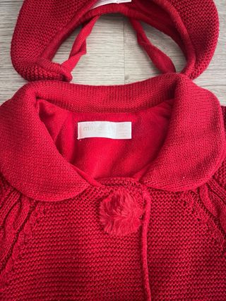 Abrigo y gorro punto Mayoral bebé rojo