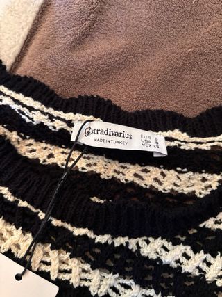 Jersey Zara Verano Rayas Beige/Negro Talla S