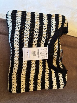 Jersey Zara Verano Rayas Beige/Negro Talla S