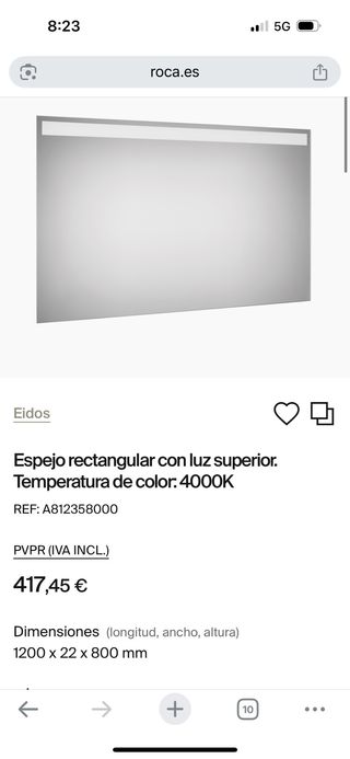 2 Espejos de Baño Roca con Luz LED