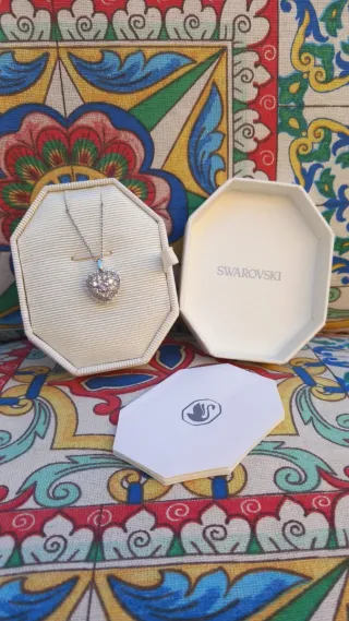 Collana cuore con zirconi e perle