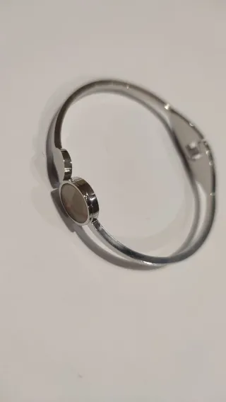 Pulsera mujer plata y beige