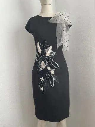 Vestido Matilde Cano Talla 42 Negro/Blanco