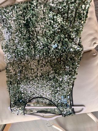 Top Zara lentejuelas verde multicolor XS