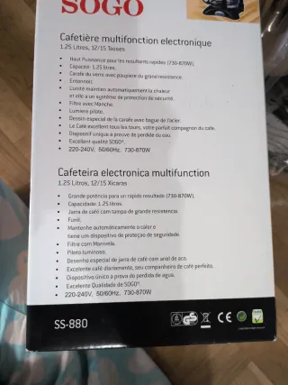 Cafetera Eléctrica Sogo Multifunción SS-880