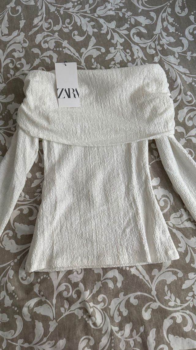 Jersey Zara Blanco Elástico Talla S