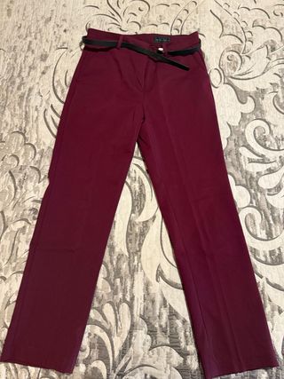 Pantalón mujer Lefties talla 36 burdeos