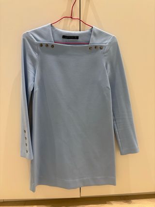 Vestido Zara manga larga azul talla XS