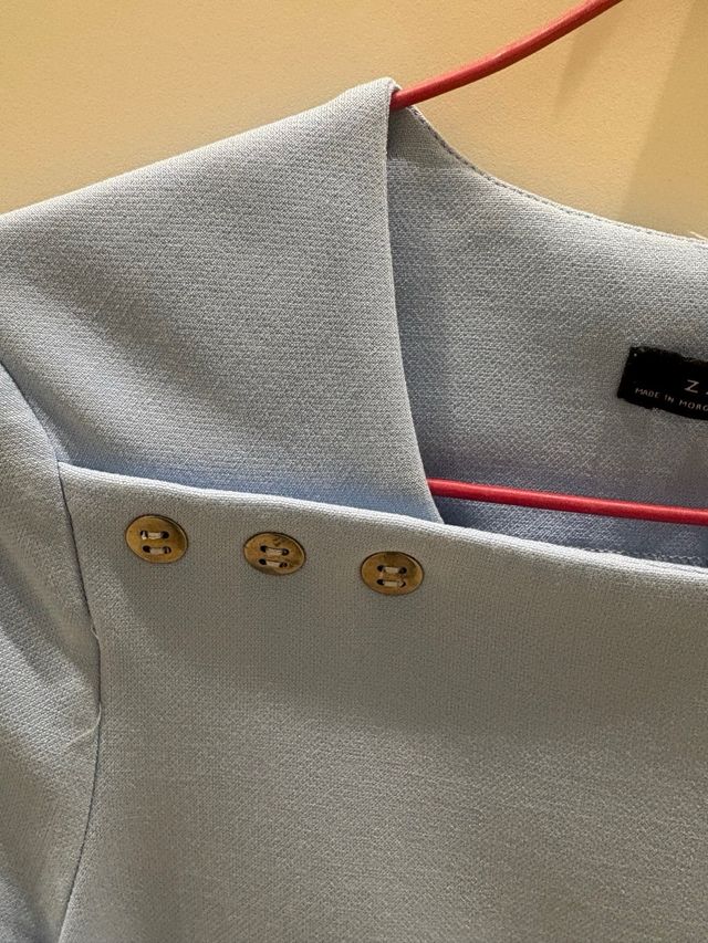 Vestido Zara manga larga azul talla XS