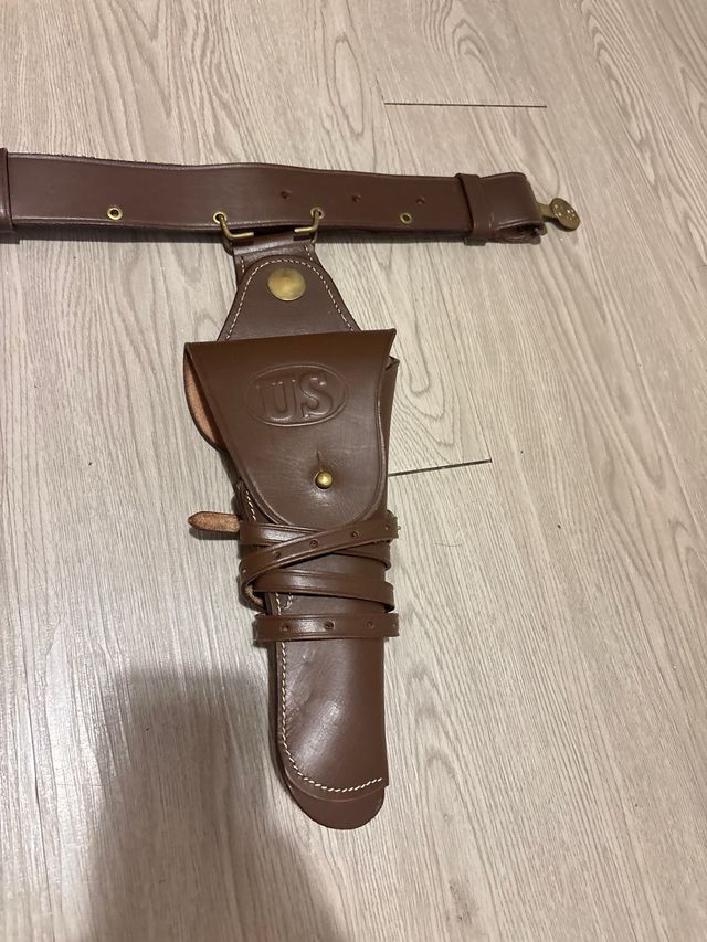 Conjunto Cinturón y Funda Pistola Cuero Marrón