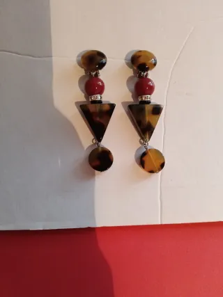 Pendientes largos tortuga y rojo