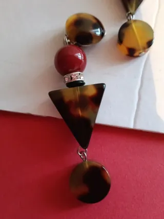 Pendientes largos tortuga y rojo