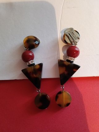 Pendientes largos tortuga y rojo