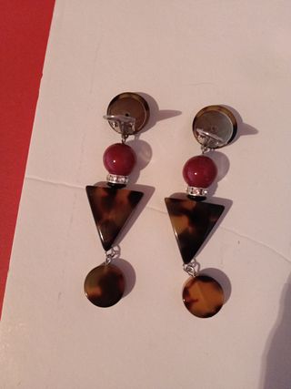 Pendientes largos tortuga y rojo