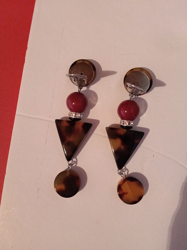 Pendientes largos tortuga y rojo
