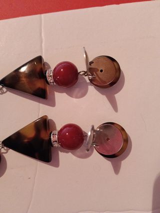 Pendientes largos tortuga y rojo