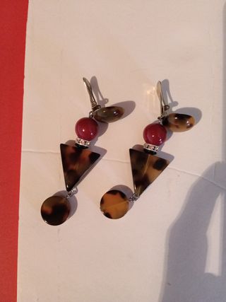 Pendientes largos tortuga y rojo