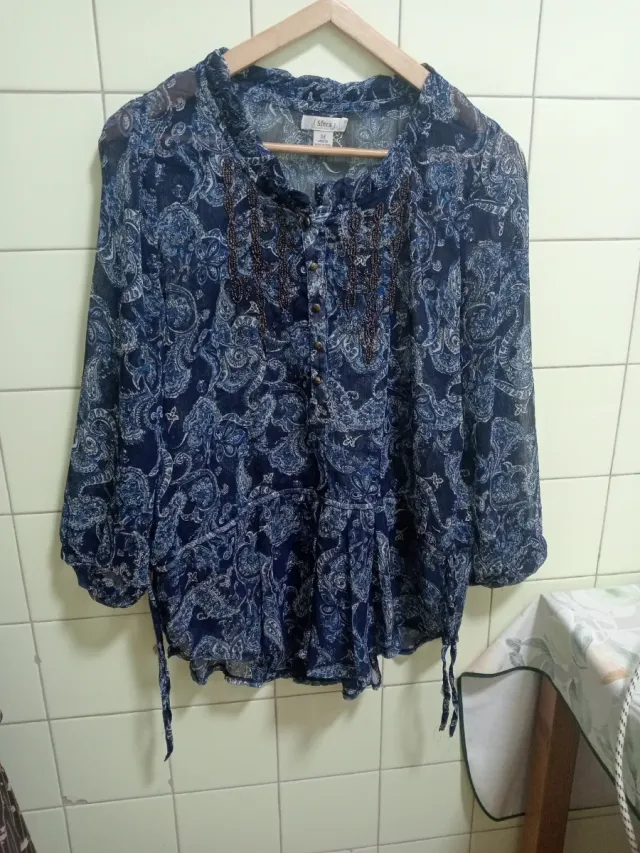 Blusón gasa Sfera estampado paisley azul M