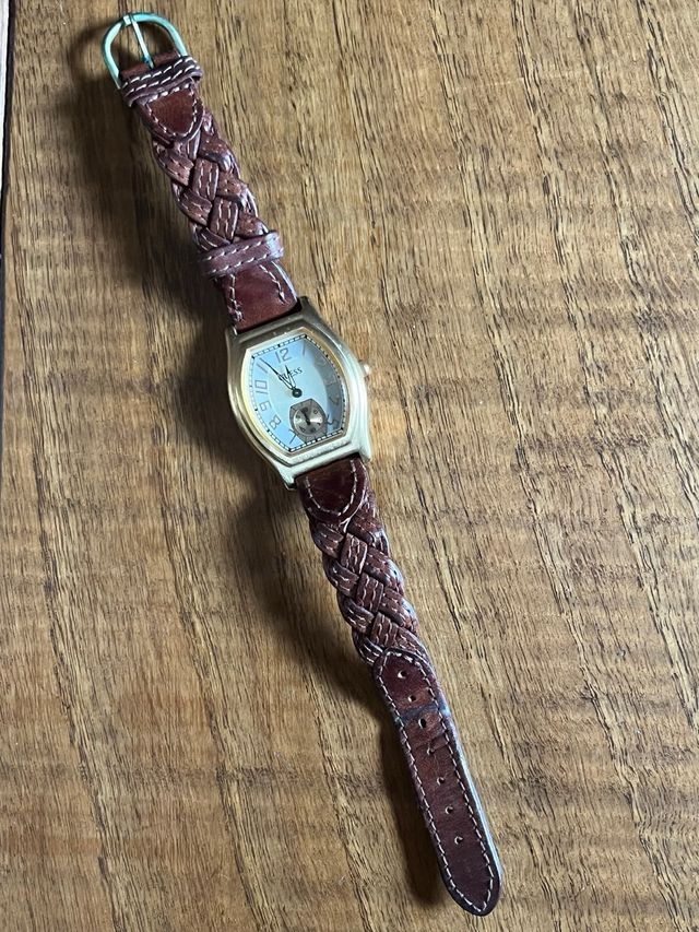 Orologio Guess Vintage Pelle Marrone Cassa Dorata